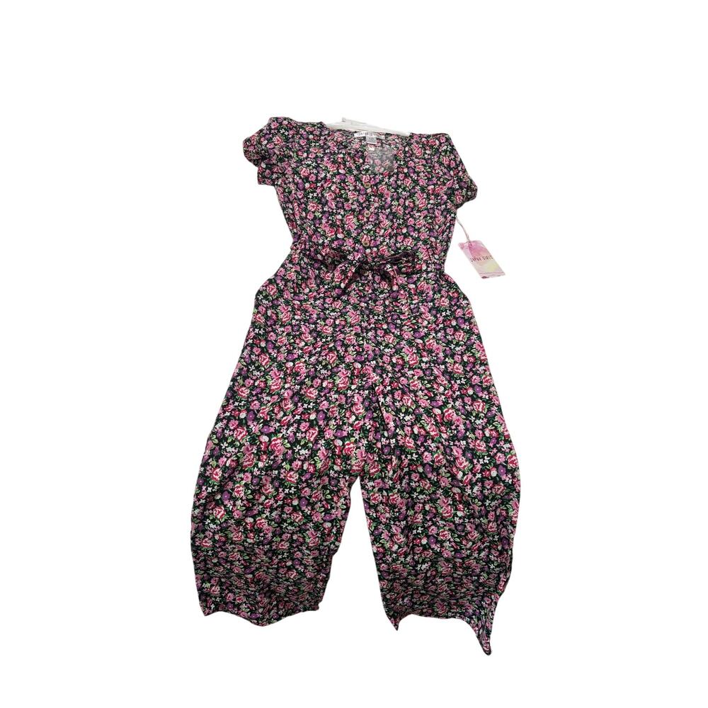 Japna girls 10 floral pants romper all polyester hand tie belt nwt perfect